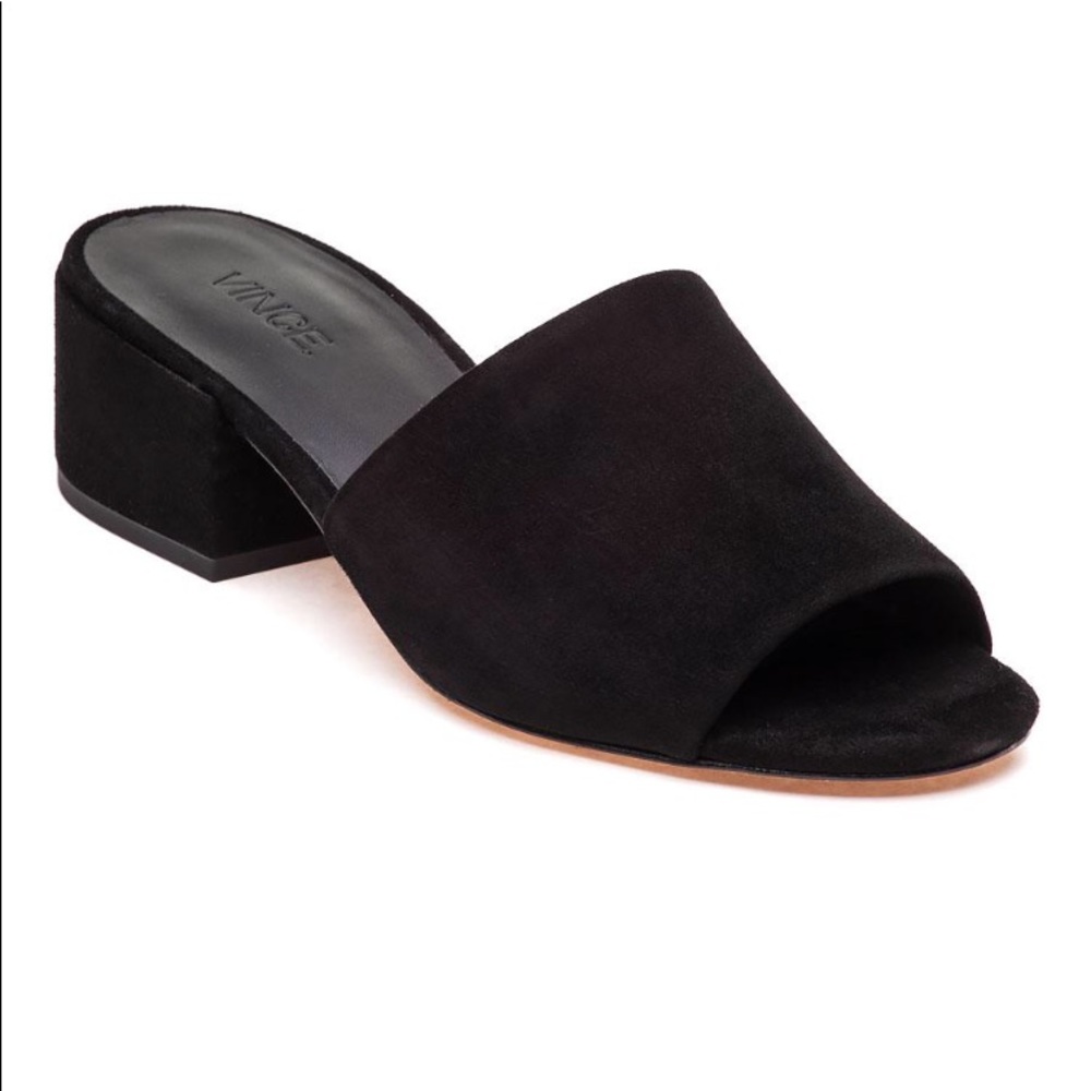 Vince Rachelle Black Suede Slides